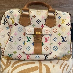 LOUIS VUITTON Multi-color White speedy